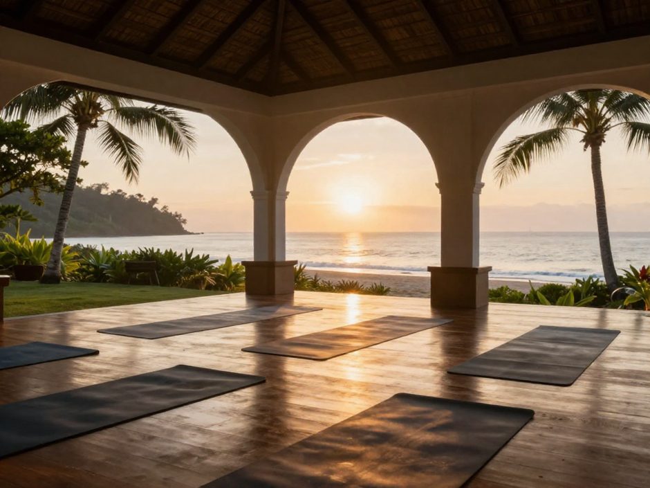 Yoga and wellness session at a Pink Peacock retreat venue